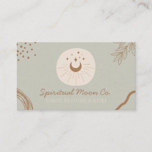 Sage green Earth Tone Moon Stars Spiritual Business Card