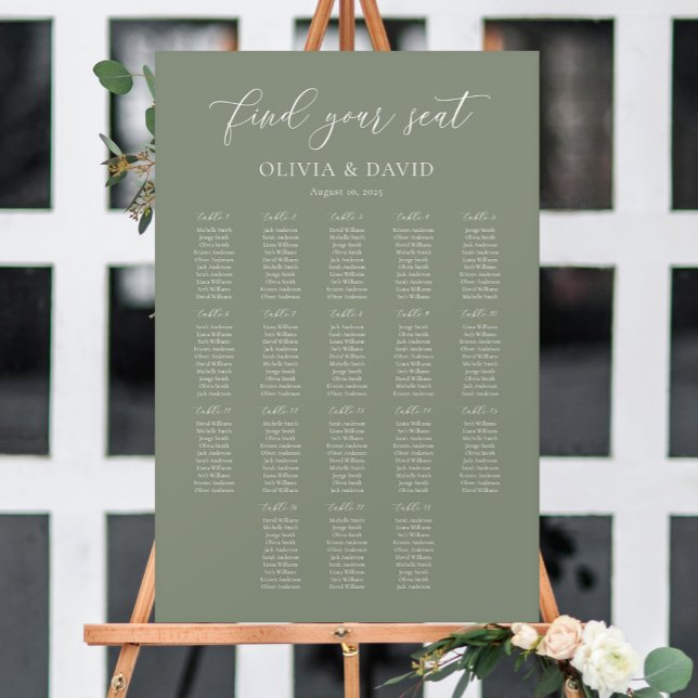 Sage Green Elegant 18 tables Seating Chart (Creator Uploaded)