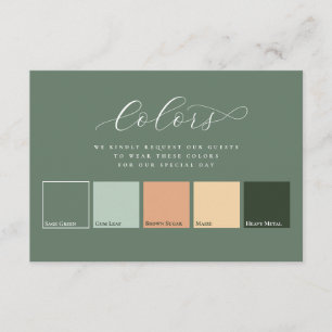 Sage Green Elegant 5 Colors Wedding Attire  Enclosure Card