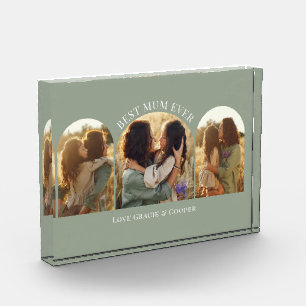 Sage green elegant arch multi photo best mum block