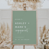 Sage Green Elegant Calligraphy Engagement Welcome