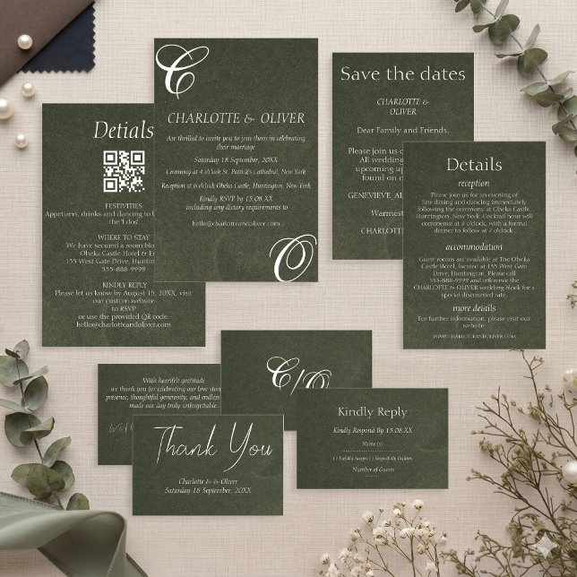 Sage Green Elegant Calligraphy Wedding Invitations (Creator Uploaded)