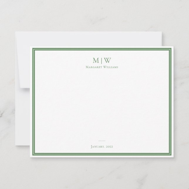 Sage Green Elegant Classic Monogram Professional Card (Front)