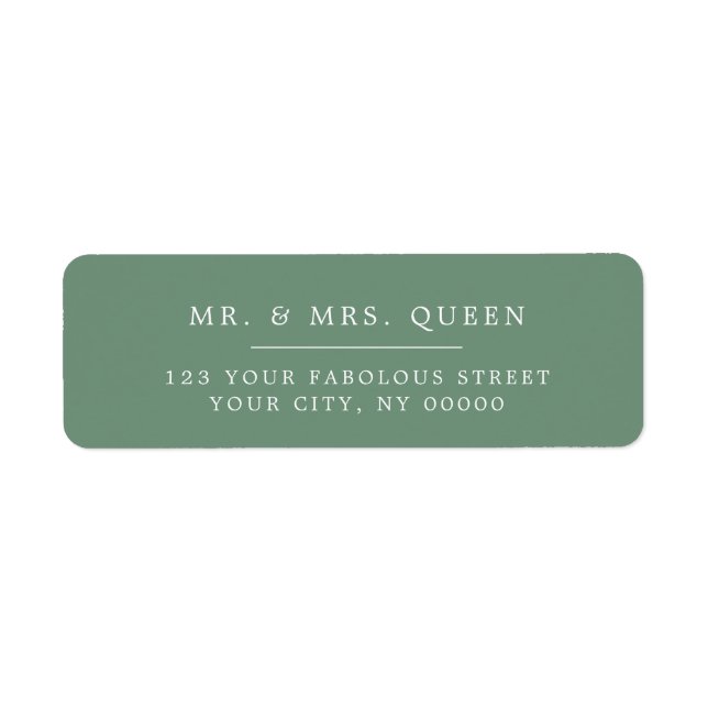 Sage Green Elegant Classic Simple Adresse de retou (Devant)