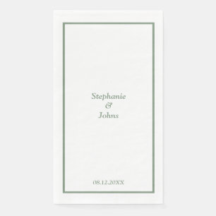 Sage Green Elegant Custom Name Modern Wedding Napkin