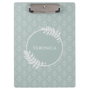 Sage Green Elegant Damask Clipboard