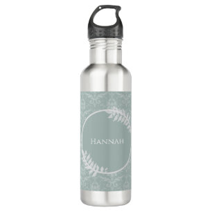 Sage Green Elegant Damask Personalized 710 Ml Water Bottle