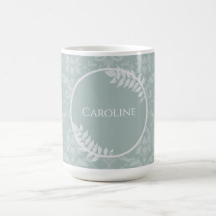 Sage Green Elegant Damask Personalized Coffee Mug