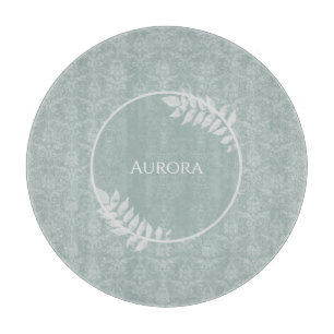 Sage Green Elegant Damask Personalized Cutting Board
