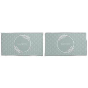 Sage Green Elegant Damask Pillowcase