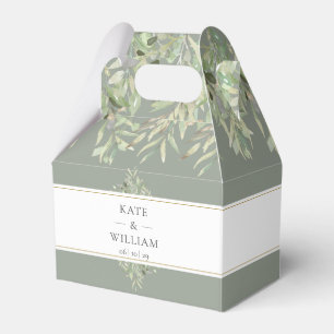 Sage Green Elegant Greenery Wedding Thank You Favor Box