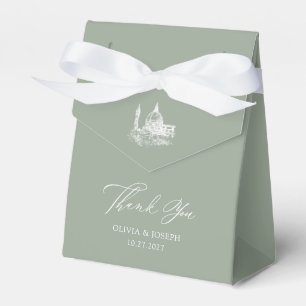 Sage Green Elegant Illustrated Italian Wedding Favor Box