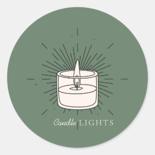 Sage green Elegant Light Handmade Candle Classic Round Sticker