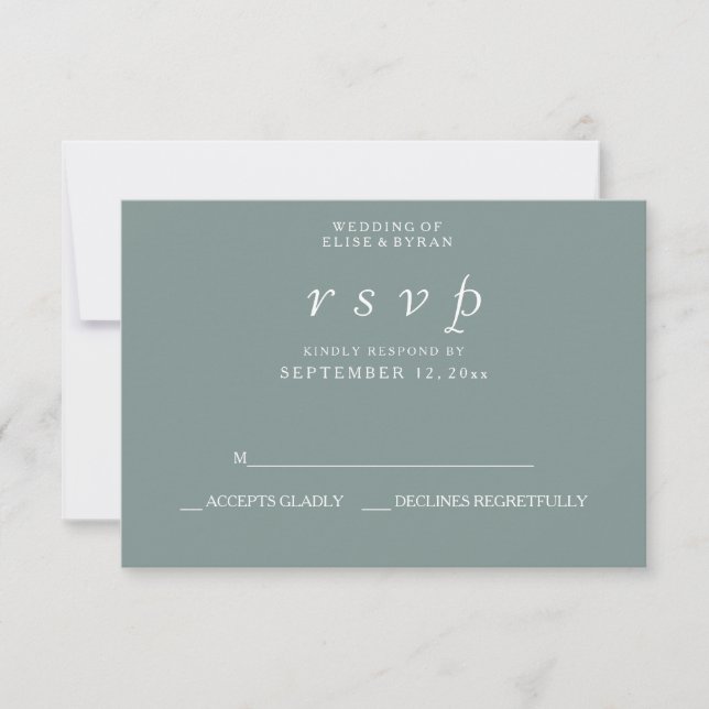 Sage Green Élégant Mariage moderne RSVP (Devant)