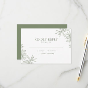 Sage Green Elegant Minimalist Botanical  RSVP Card
