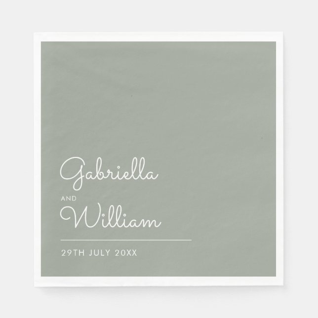 Sage Green Elegant Minimalist Script Napkin (Front)