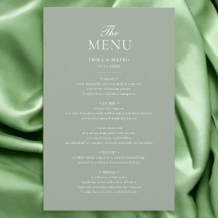 Sage Green Elegant Minimalist Wedding Menu