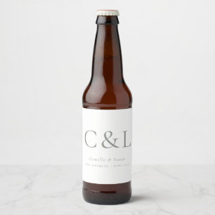 Sage Green Elegant Minimalist Wedding Monogram  Beer Bottle Label