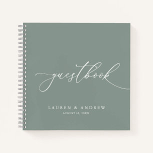 Sage Green Elegant minimaliste Mariage livre d'hôt