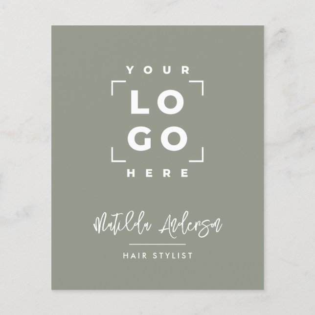 Sage green elegant modern girly price QR code Flyer (Back)