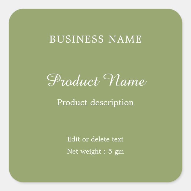 Sage Green Elegant modern minimal product label (Front)