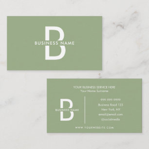 Sage Green Elegant Monogram Modern Professional Business Card