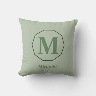 Sage Green elegant monogram name personalized Throw Pillow