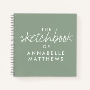 Sage Green Elegant Monogram Sketchbook  Notebook