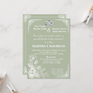Sage Green Elegant Nuestra Boda  Invitation