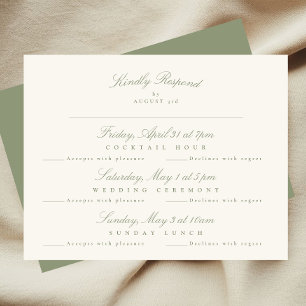 Sage Green Elegant Script Formal multi-event RSVP Card