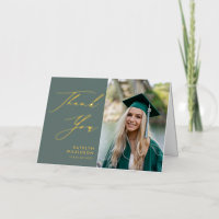 Sage Green Elegant Script Graduation Thank You