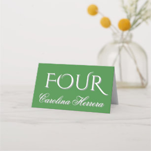 Sage Green Elegant Script Guest Name Number Place Card