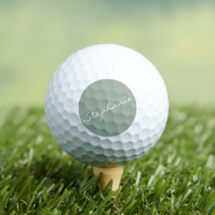 Sage Green Elegant Script Personalized Name Golf Balls