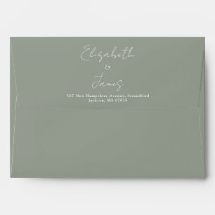 Sage Green Elegant Script Return Address Envelope
