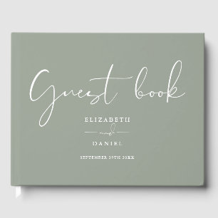 Sage Green Elegant Script Wedding Guest Book