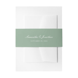 Sage Green   Elegant Script Wedding Invitation Belly Band