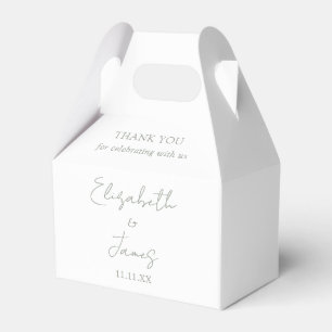 Sage Green Elegant Script Wedding Thank You Favor Box