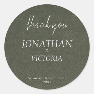 Sage Green Elegant Wedding Thank You Round Sticker