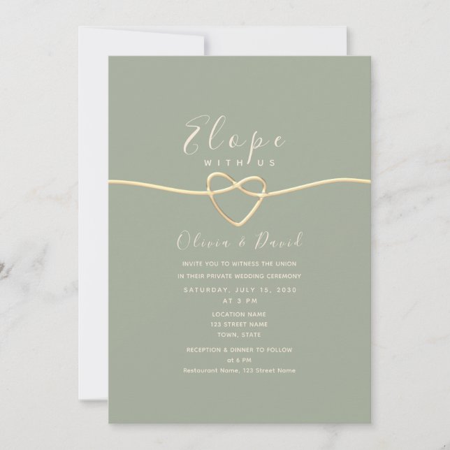 Sage Green Elopement & Invitation de réception (Devant)