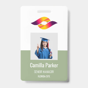 Sage green Employee Photo ID Company Security Badge