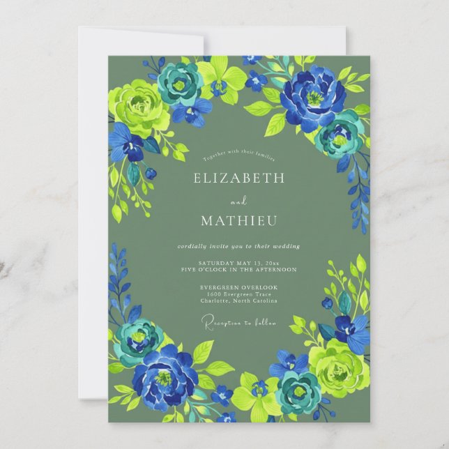 Sage Green Energetic Tropical Wedding Invitation (Front)