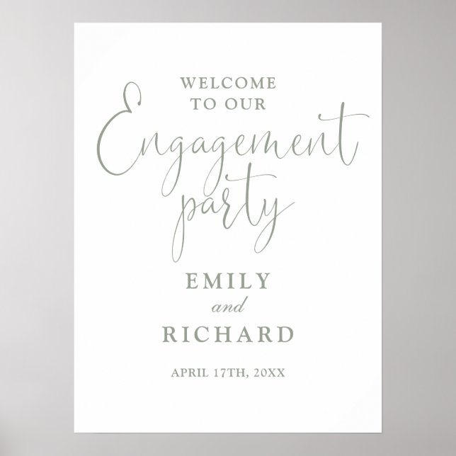 Sage Green Engagement Party Welcome Sign (Front)