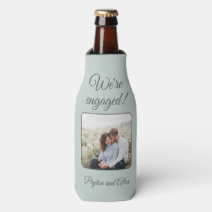 Sage Green Engagement Party We're Engaged Bottle Cooler