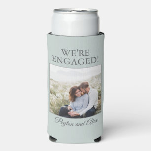 Sage Green Engagement Photo We're Engaged Seltzer Can Cooler