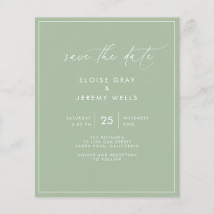 Sage Green Enregistrer la carte postale Date