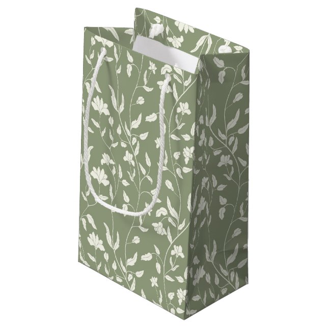Sage Green et crème Florale Sac cadeau (Dos Angle)