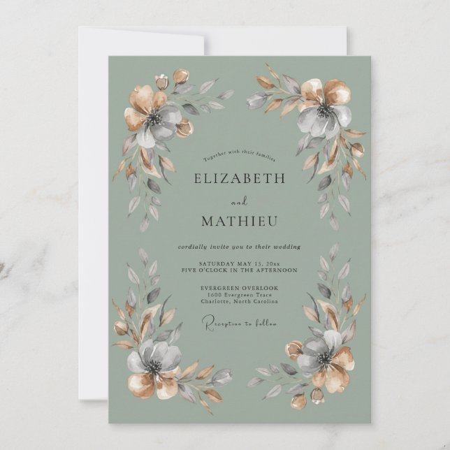 Sage Green Ethereal Boho Wedding Invitation (Front)