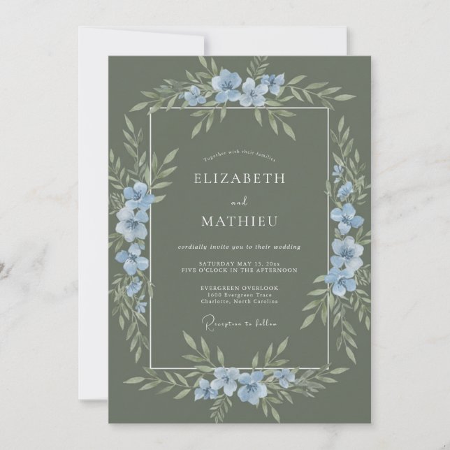 Sage Green Ethereal Nature Wedding Invitation (Front)