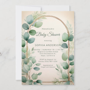 Sage Green Eucalyptus Arch Baby Shower Invitation