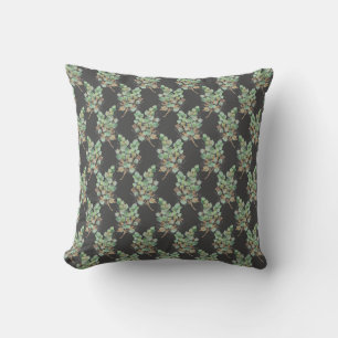 SAGE GREEN EUCALYPTUS BLACK PATTERNED CUSHION